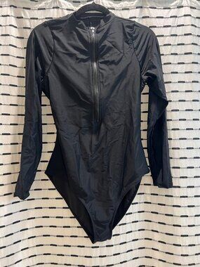 Black one-piece swimsuit